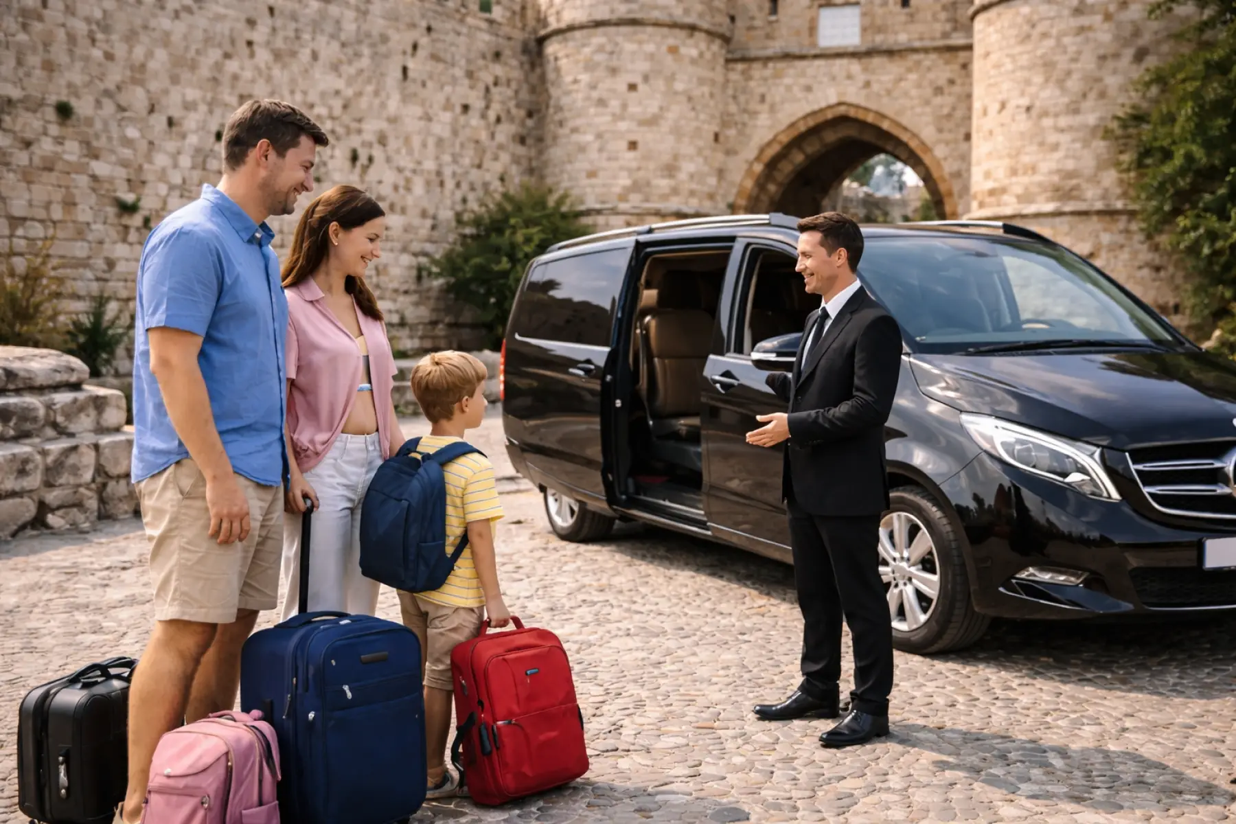 Rhodes Transfers for Families and Groups