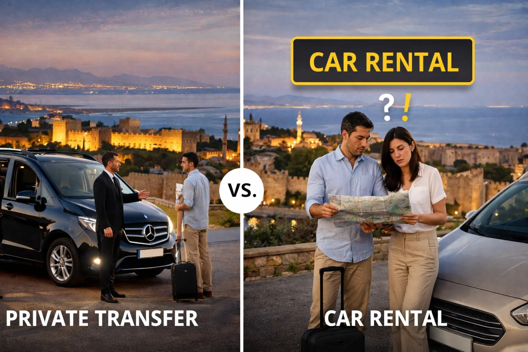 Private Transfers vs Car Rental in Rhodes
